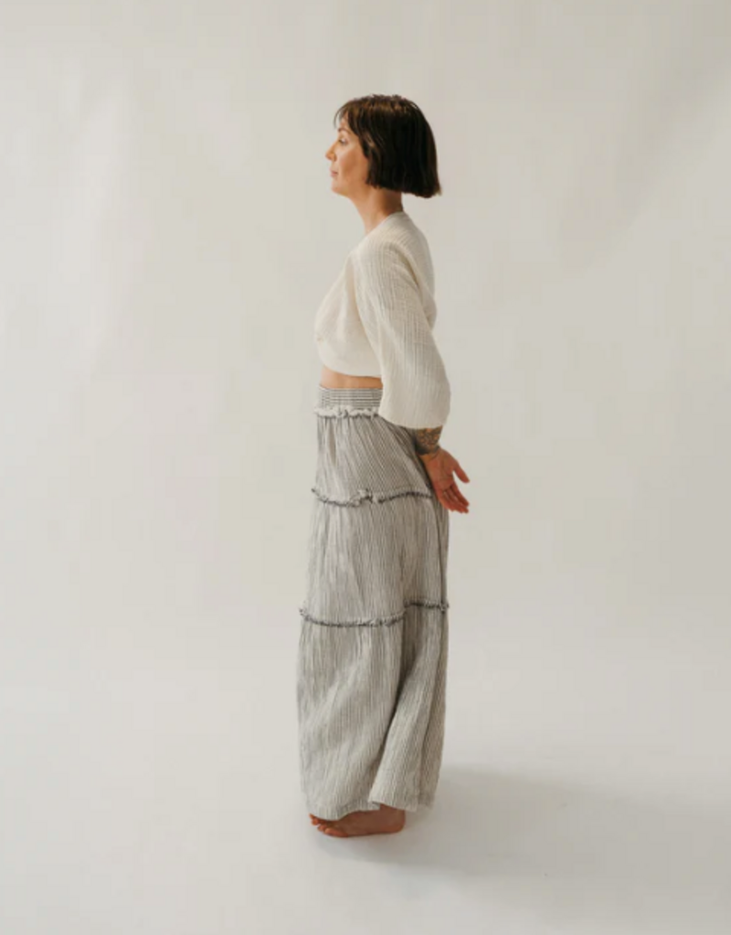 Pokoloko Pokoloko Striped Crinkle Ruffle skirt