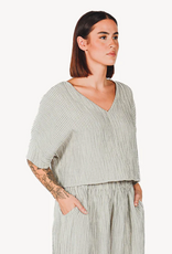 Pokoloko Pokoloko Striped Crinkle Crop top