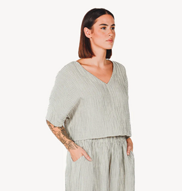 Pokoloko Striped Crinkle Crop top