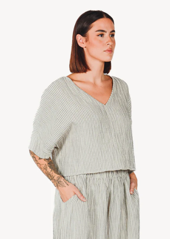 Pokoloko Striped Crinkle Crop top