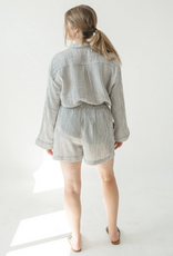 Pokoloko Pokoloko Striped Crinkle Pocket shirt