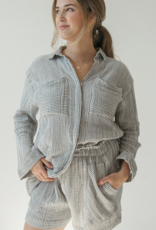 Pokoloko Pokoloko Striped Crinkle Pocket shirt