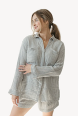 Pokoloko Pokoloko Striped Crinkle Pocket shirt