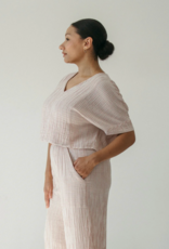 Pokoloko Pokoloko Striped Crinkle Crop top