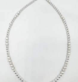 Saskia de Vries Sterling silver & pearl necklace 4mm