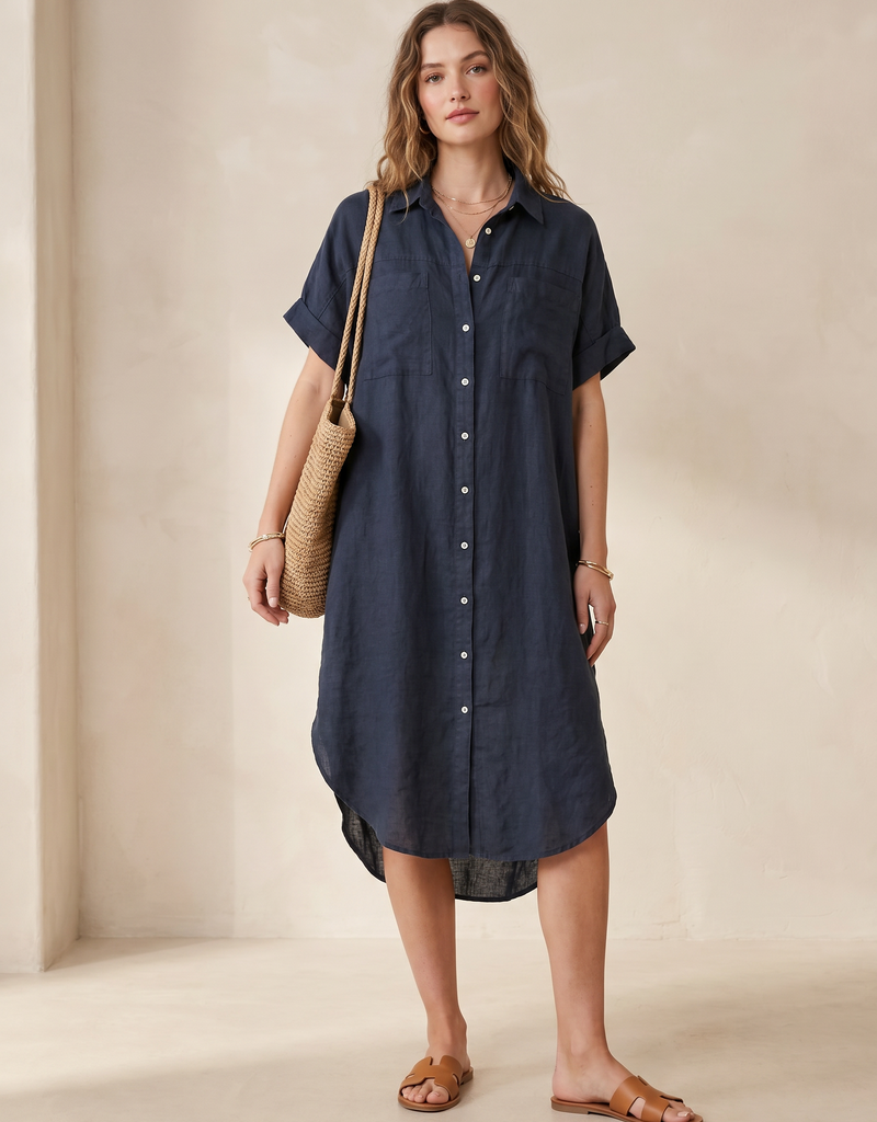 Lyrics Lyrics Linen long bttn shirt dress