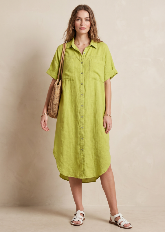 Lyrics Linen long bttn shirt dress