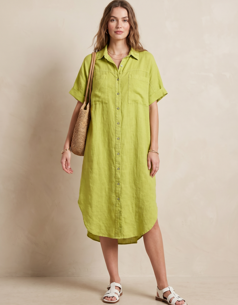 Lyrics Lyrics Linen long bttn shirt dress