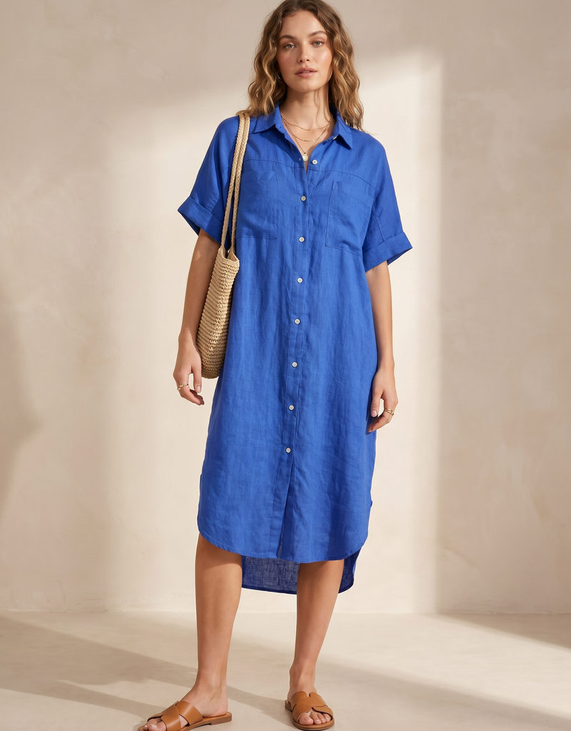 Lyrics Lyrics Linen long bttn shirt dress