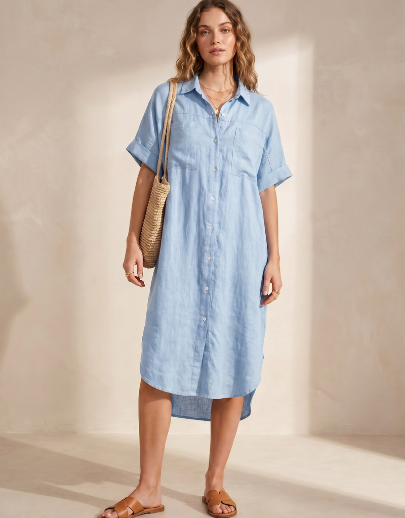 Lyrics Lyrics Linen long bttn shirt dress