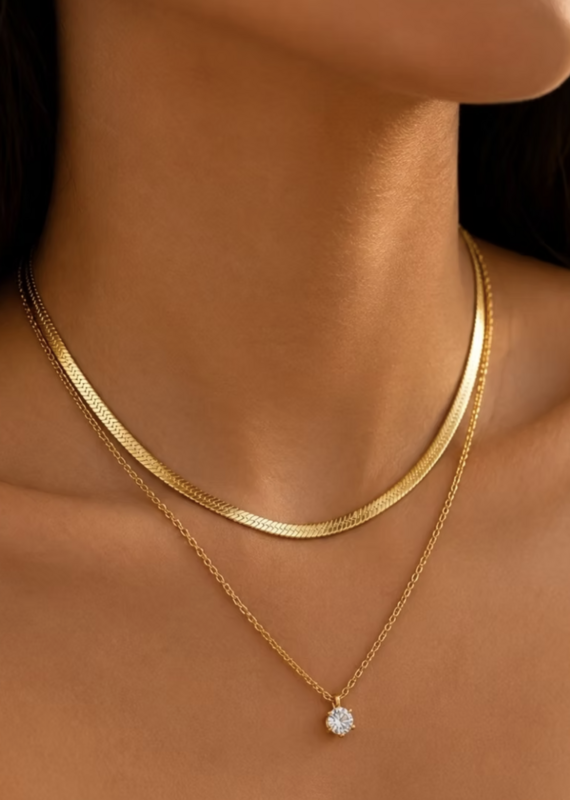 Alysha James Herringbone Zircon layered