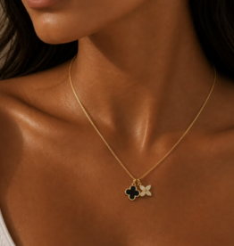 Alysha James Black Clover & Flower charm