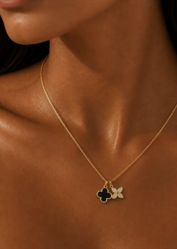 Alysha James Black Clover & Flower charm