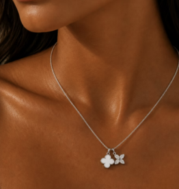 Alysha James White Clover & Flower charm