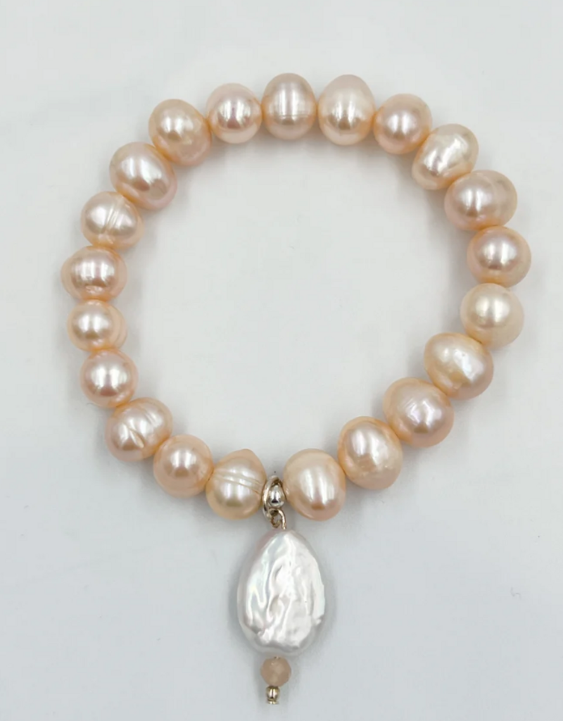 Saskia de Vries Saskia Peach Pearl Drop bracelet