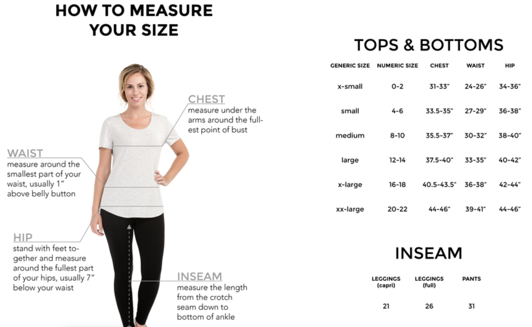 Sizing Charts & How to Size Yourself – Timeless Trends