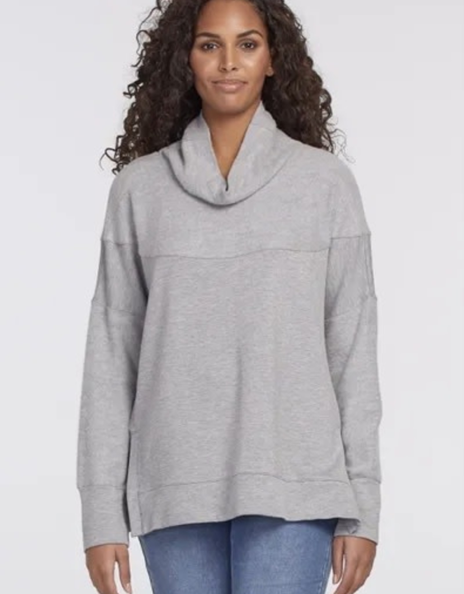 Funnel Neck Drop Shoulder Sweater with 