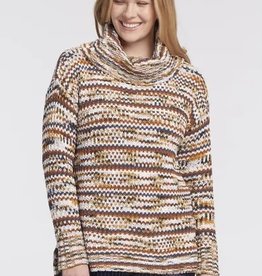 Tribal Multi-Colour Chenille Knit Cowl Neck Sweater - 47770