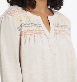 Tribal 11550 Henley top w/ smocking