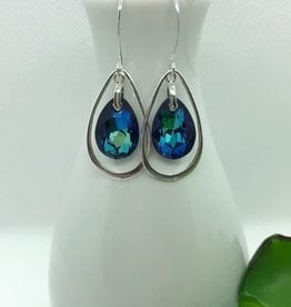 Shy Giraffe SG1384 Pear Swarovski & Sterling Drop Earrings Bermuda Blue