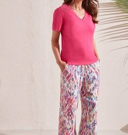 Tribal Pull on Flowy Ankle Pant Raspberry