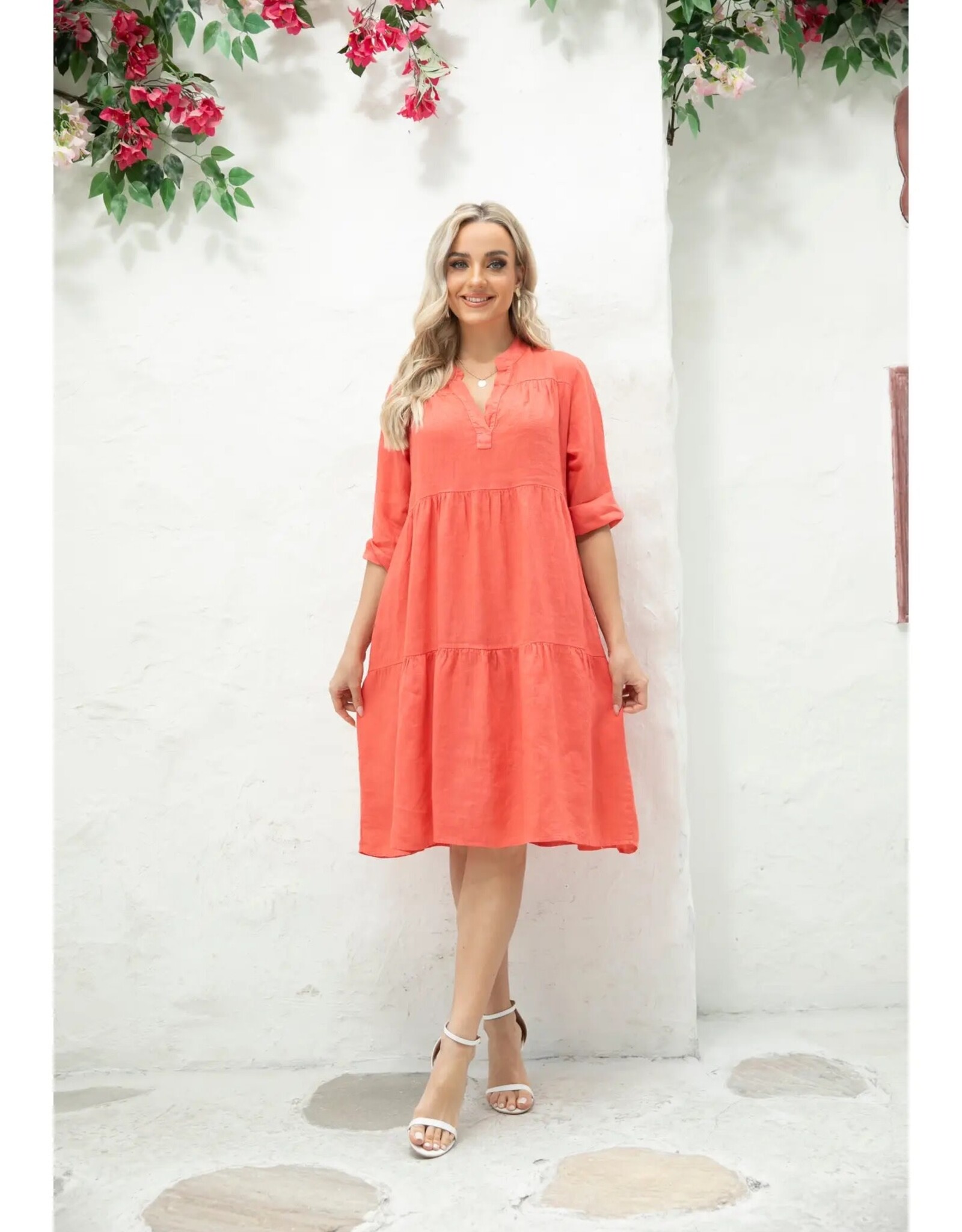 Orange Fashion Village 15080 Gabriella Italian Linen Dress