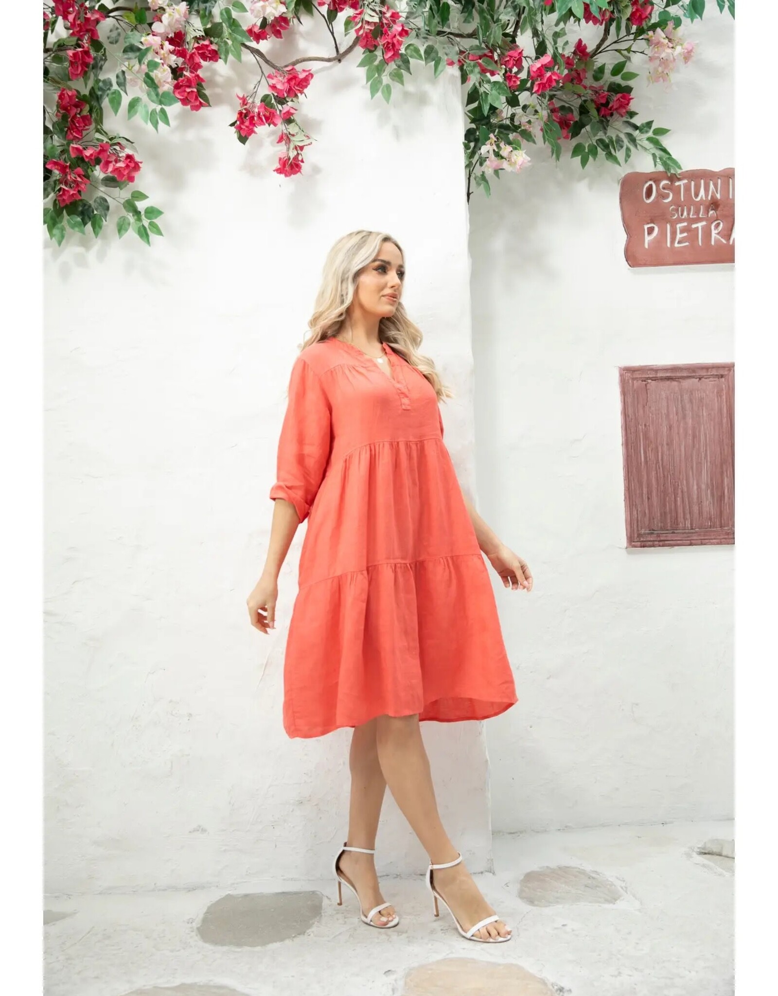 Orange Fashion Village 15080 Gabriella Italian Linen Dress