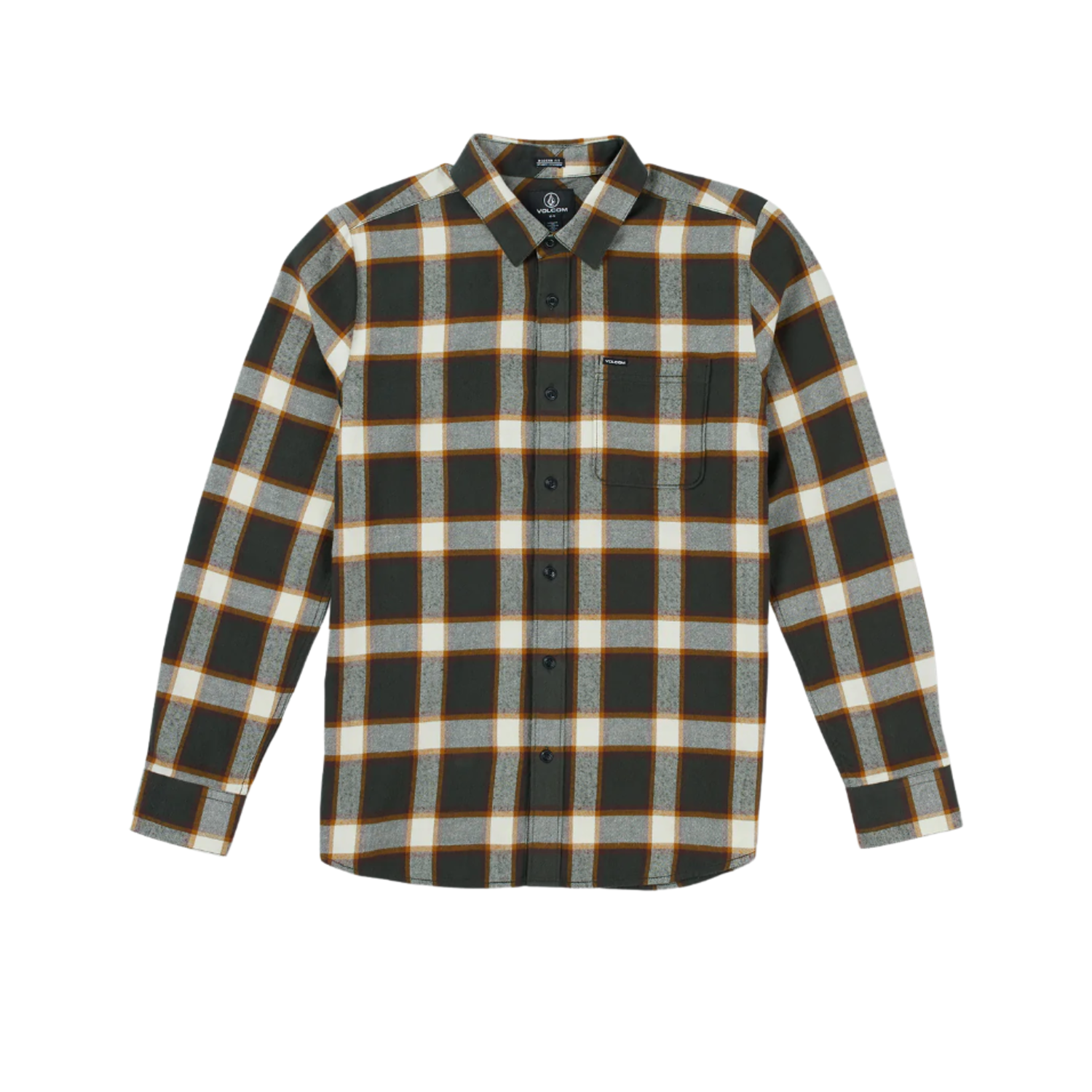 VOLCOM CADEN PLAID LS RINSED BLACK - Industry Skate & Snow