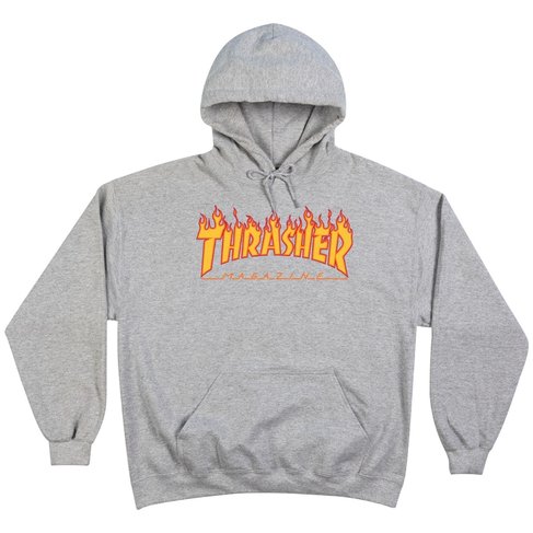 Thrasher THRASHER FLAME LOGO HOOD GREY