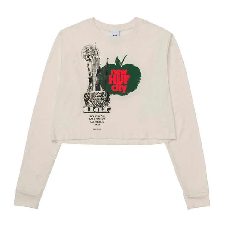 HUF HUF W THE CITY L/S CROP TEE OFF WHITE