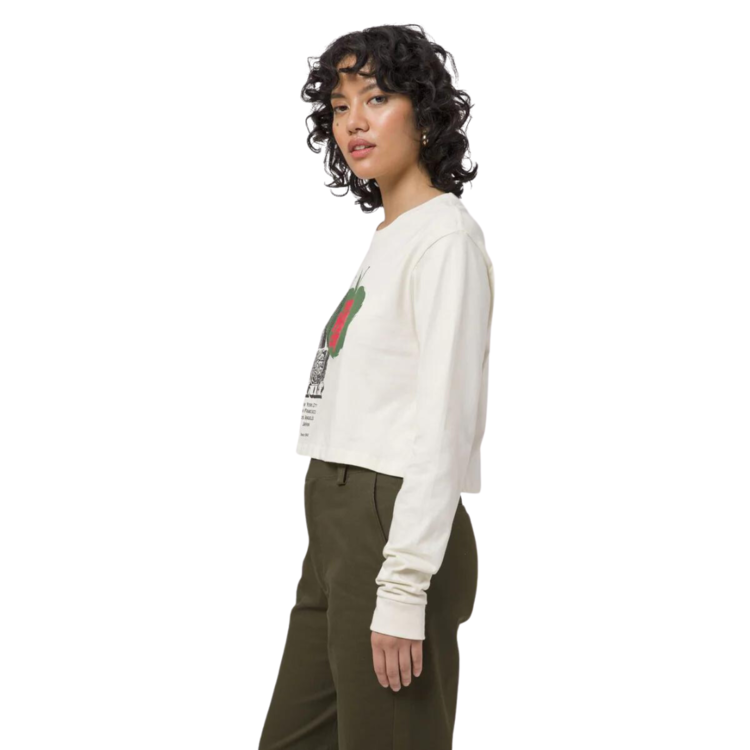 HUF HUF W THE CITY L/S CROP TEE OFF WHITE