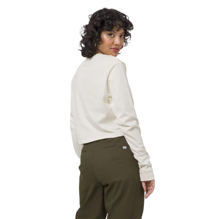 HUF HUF W THE CITY L/S CROP TEE OFF WHITE