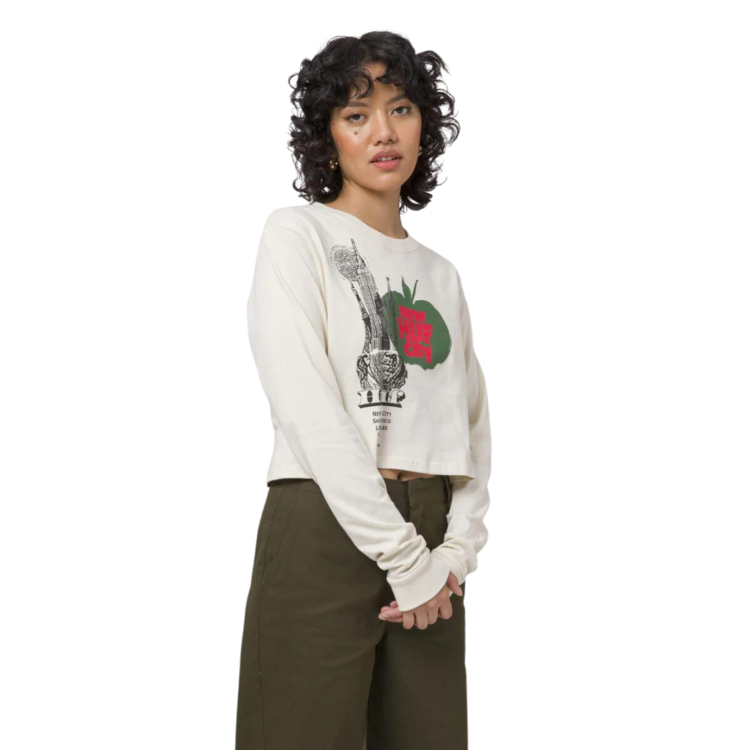 HUF HUF W THE CITY L/S CROP TEE OFF WHITE