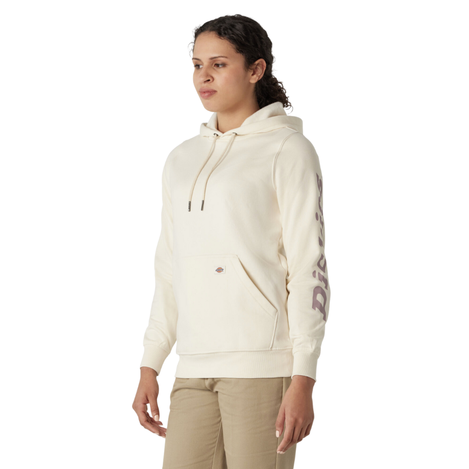 DICKIES WOMENS L S LOGO PULLOVER HOODIE ANTIQUE WHITE Industry