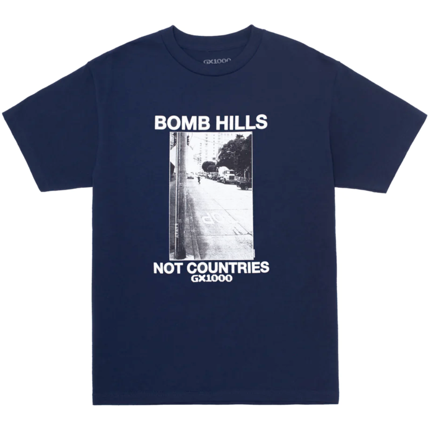 GX1000 BOMB HILLS NOT COUNTRIES TEE NAVY - Industry Skate & Snow