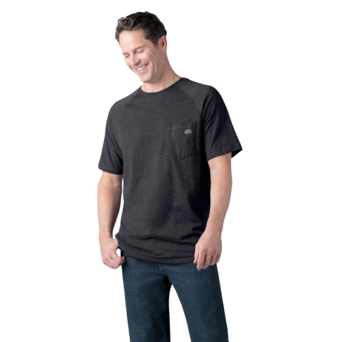 DICKIES DICKIES  MENS PERFORMANCE COOLING TEE KNIT BLACK HEATHER
