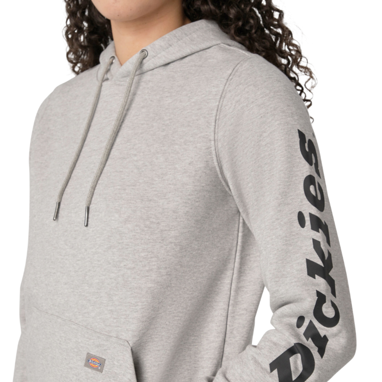 DICKIES DICKIES  WOMENS L/S LOGO PULLOVER HOODIE HEATHER GRAY