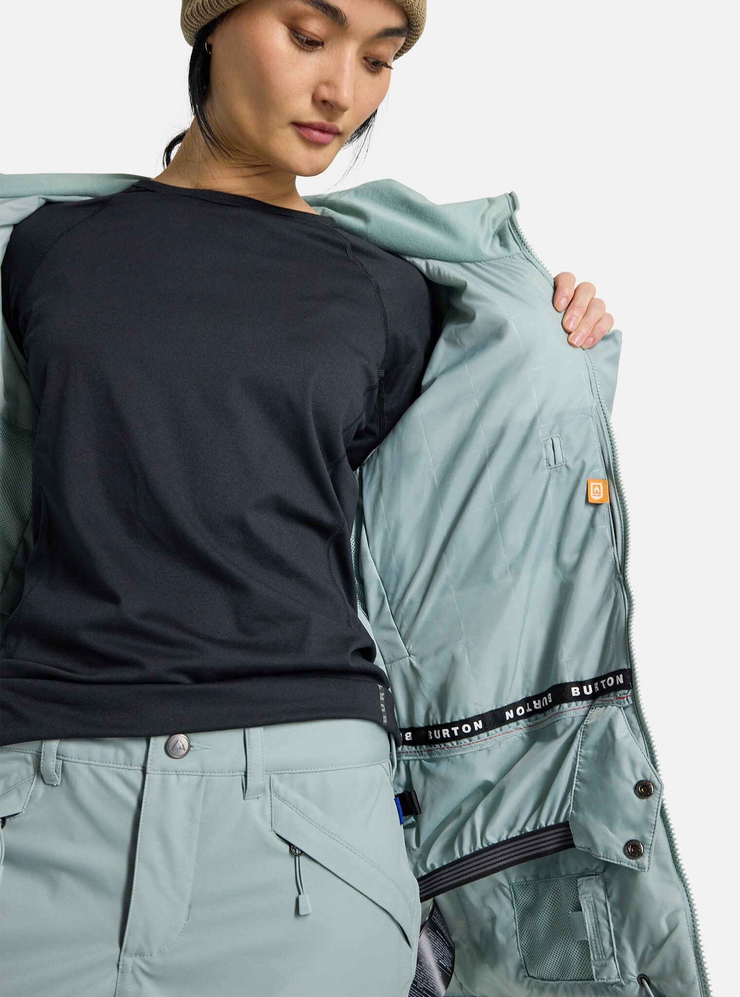 Burton W LELAH 2L JACKET PETROL GREEN - Industry Skate & Snow