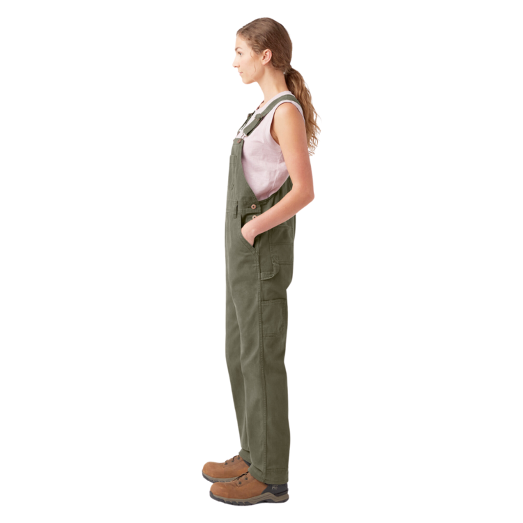 DICKIES Dickies WOMENS RELAXED BIB OVERALL RINSED MOSS GREEN