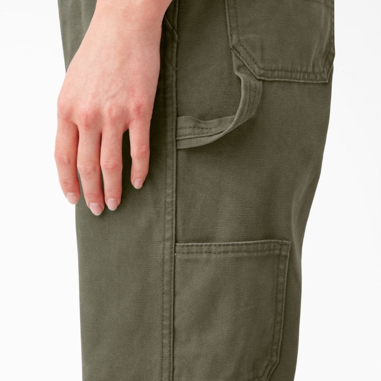 DICKIES Dickies WOMENS RELAXED BIB OVERALL RINSED MOSS GREEN