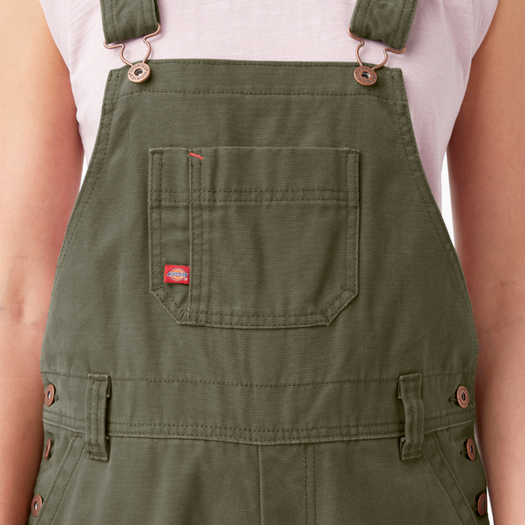 DICKIES Dickies WOMENS RELAXED BIB OVERALL RINSED MOSS GREEN