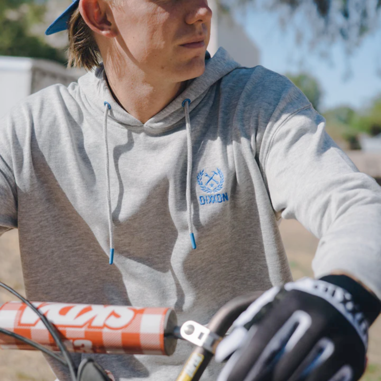 DIXXON DIXXON BLUE CREST HOODIE HEATHER GREY