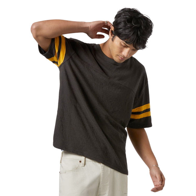 Brixton Brixton VINTAGE FOOTBALL MESH JERSEY WASHED BLACK/RAY FLOWER