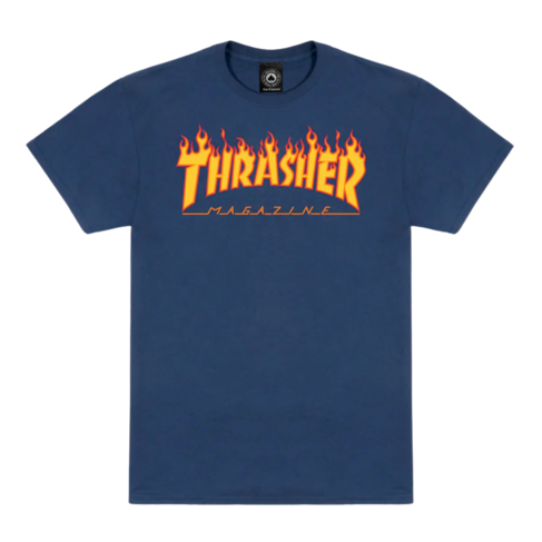 Thrasher THRASHER FLAME LOGO T -SHIRT NAVY