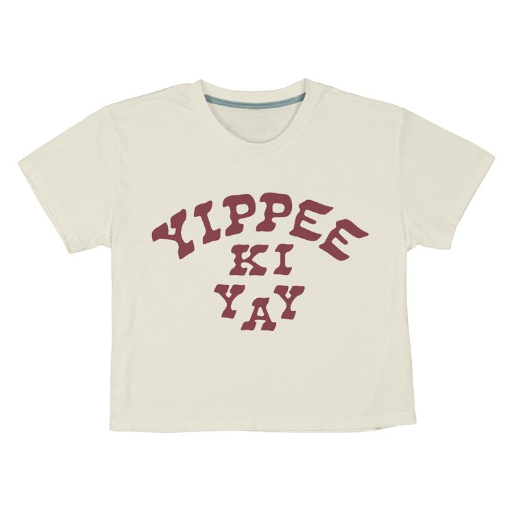 SENDERO SENDERO YIPPEE KI YAY WOMEN'S CROP TEE VINTAGE WHITE
