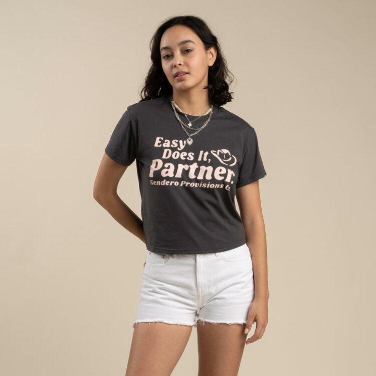 SENDERO SENDERO EASY DOES IT CROP TEE VINTAGE WHITE