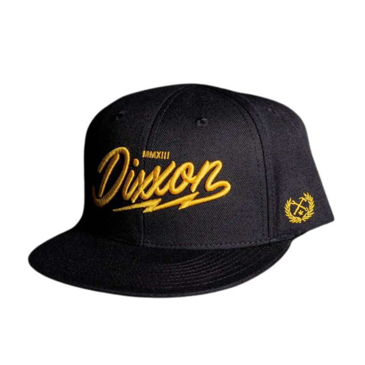 DIXXON DIXXON YELLOW LIGHTING SCRIPT SNAPBACK BLACK