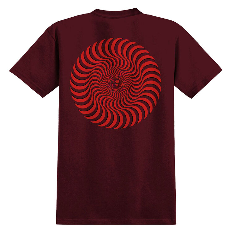 Spitfire Spitfire CLASSIC SWIRL OVERLAY SS TEE BURGUNDY W/ RED & BLACK PRINTS