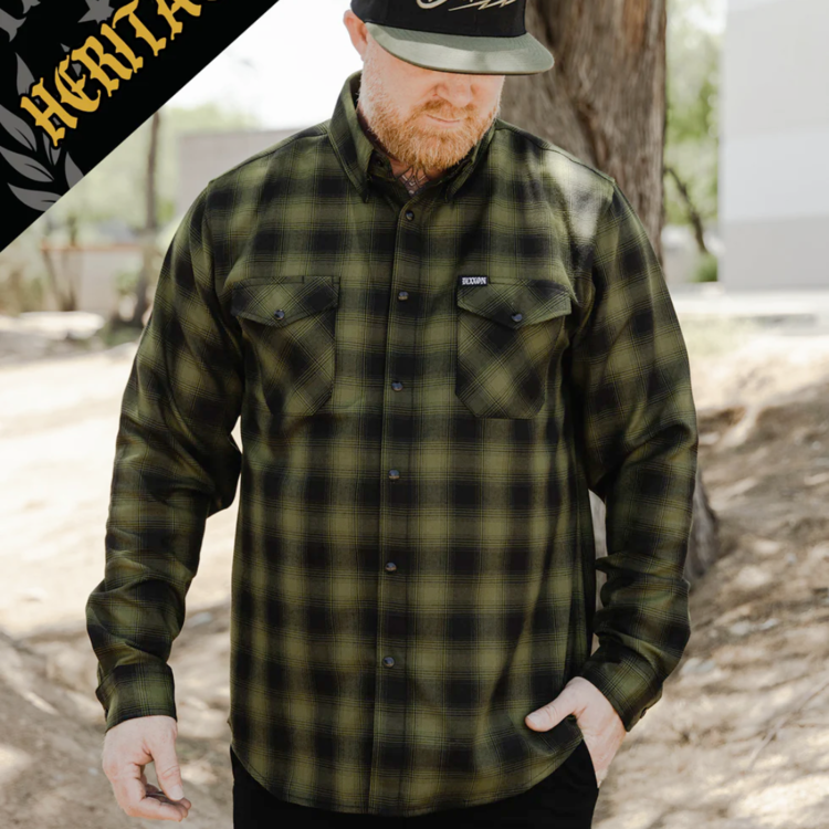 DIXXON DIXXON LONE WOLF FLANNEL GREEN/BLACK