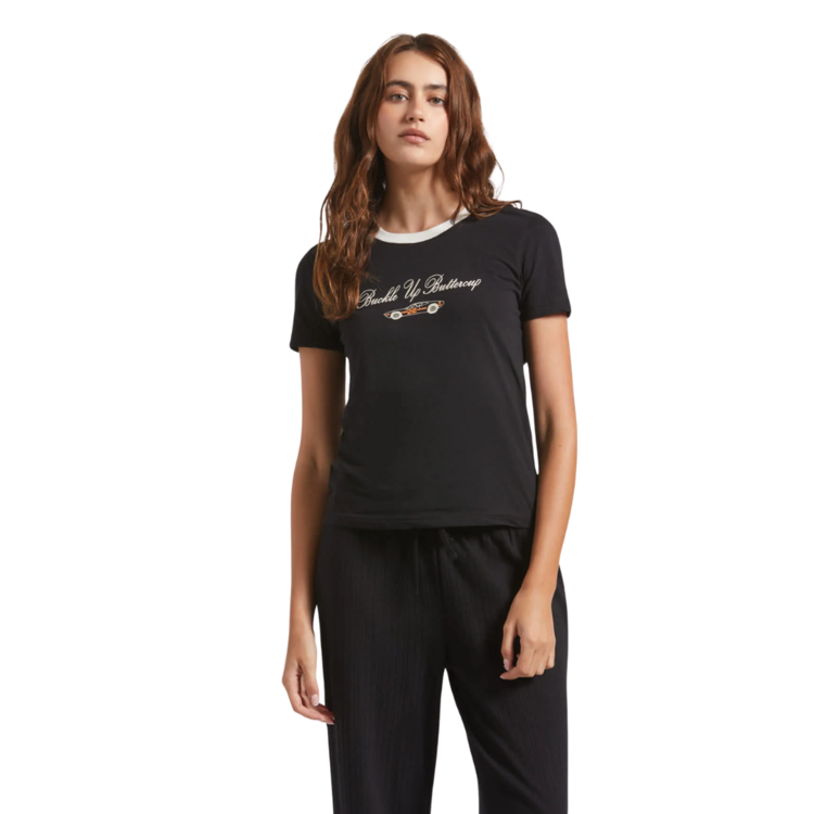 Brixton Brixton BUCKLE UP FITTED CREW TEE BLACK/WHITE